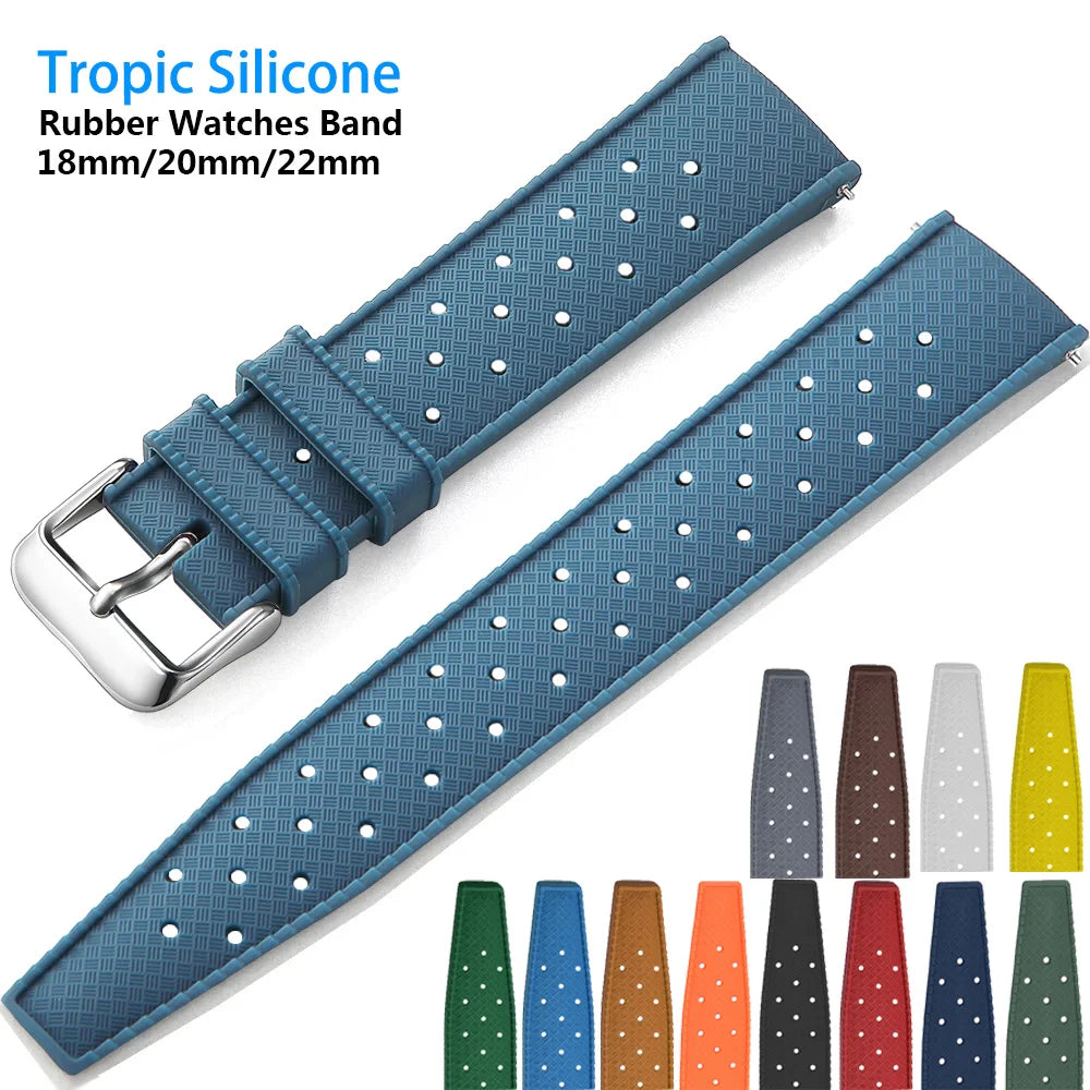 Tropical Silicone Strap Quick Release Watch Strap for Oris Seiko Citizen VivaStraps    - 