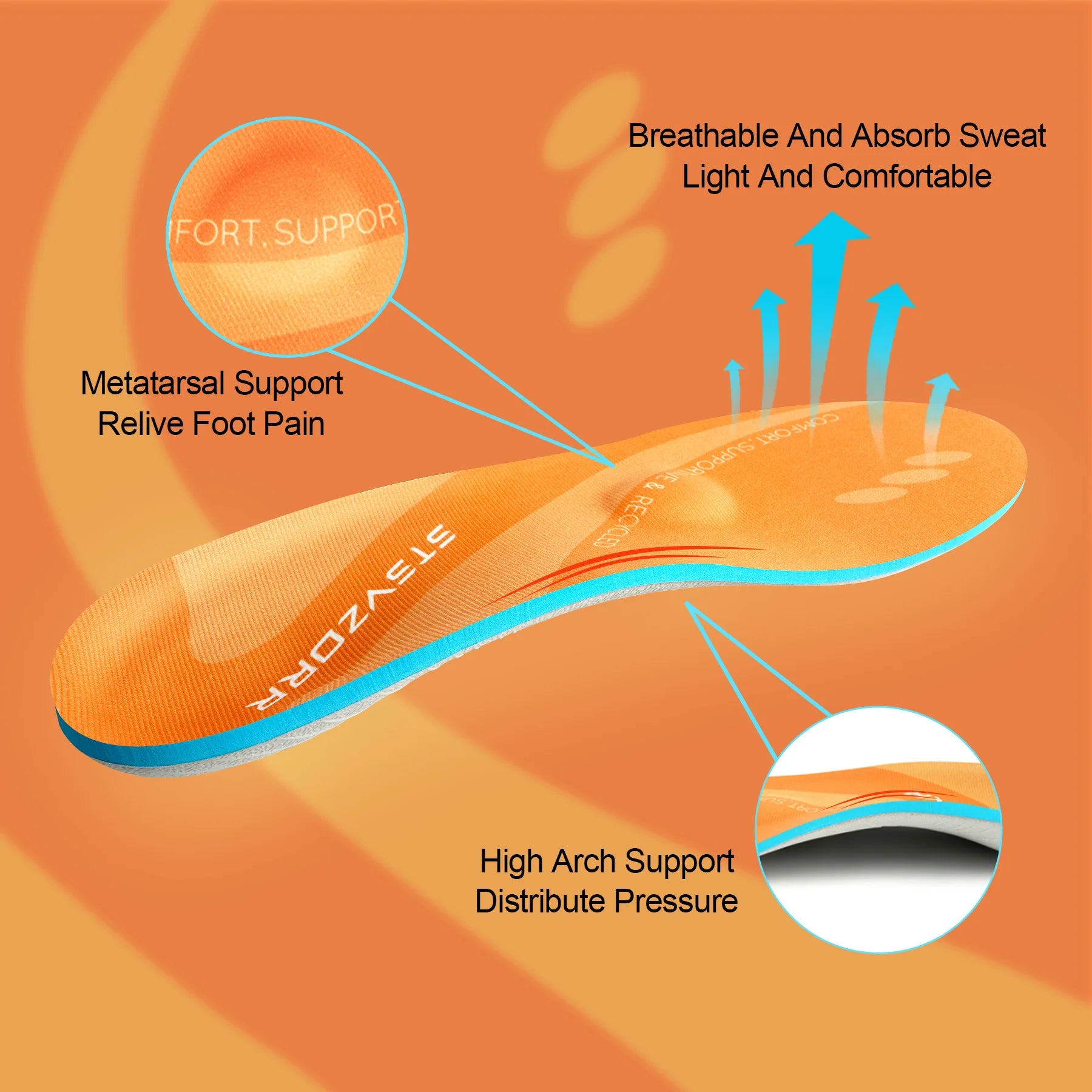 Plantar Fasciitis Orthopedic Arch Support Sport Insert Insoles IFITNA    - 