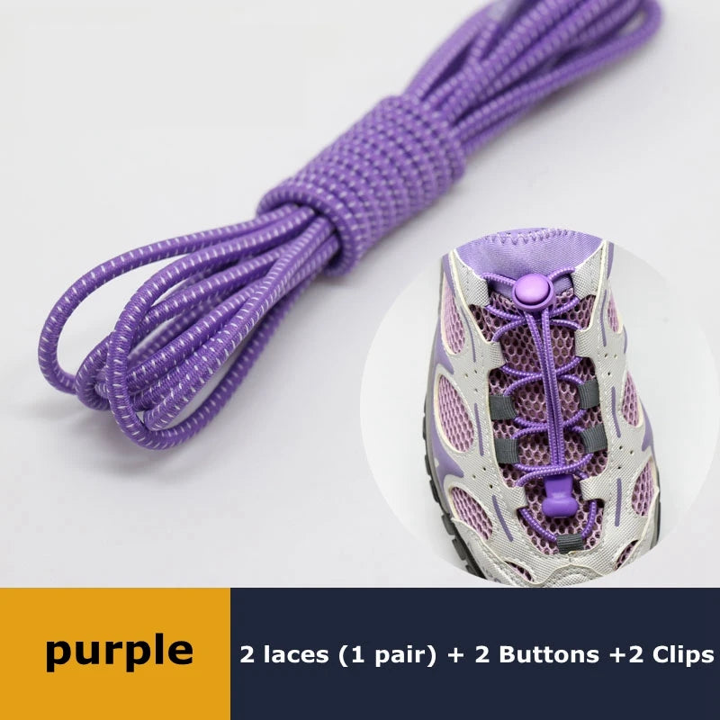 SMATLELF Quick Lace No Tie Shoelaces – 23 Colors Viva Timepiece PURPLE 100cm  - 33019515033-PURPLE-100cm-CHINA