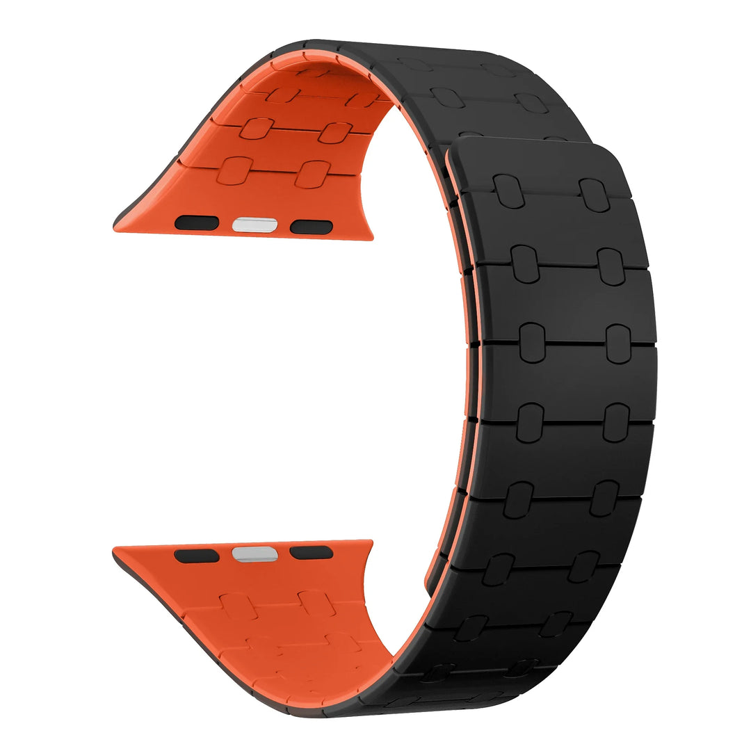 Magnetic Silicone Loop Bracelet for Apple Watch black orange Watch Accessories - Viva Timepiece