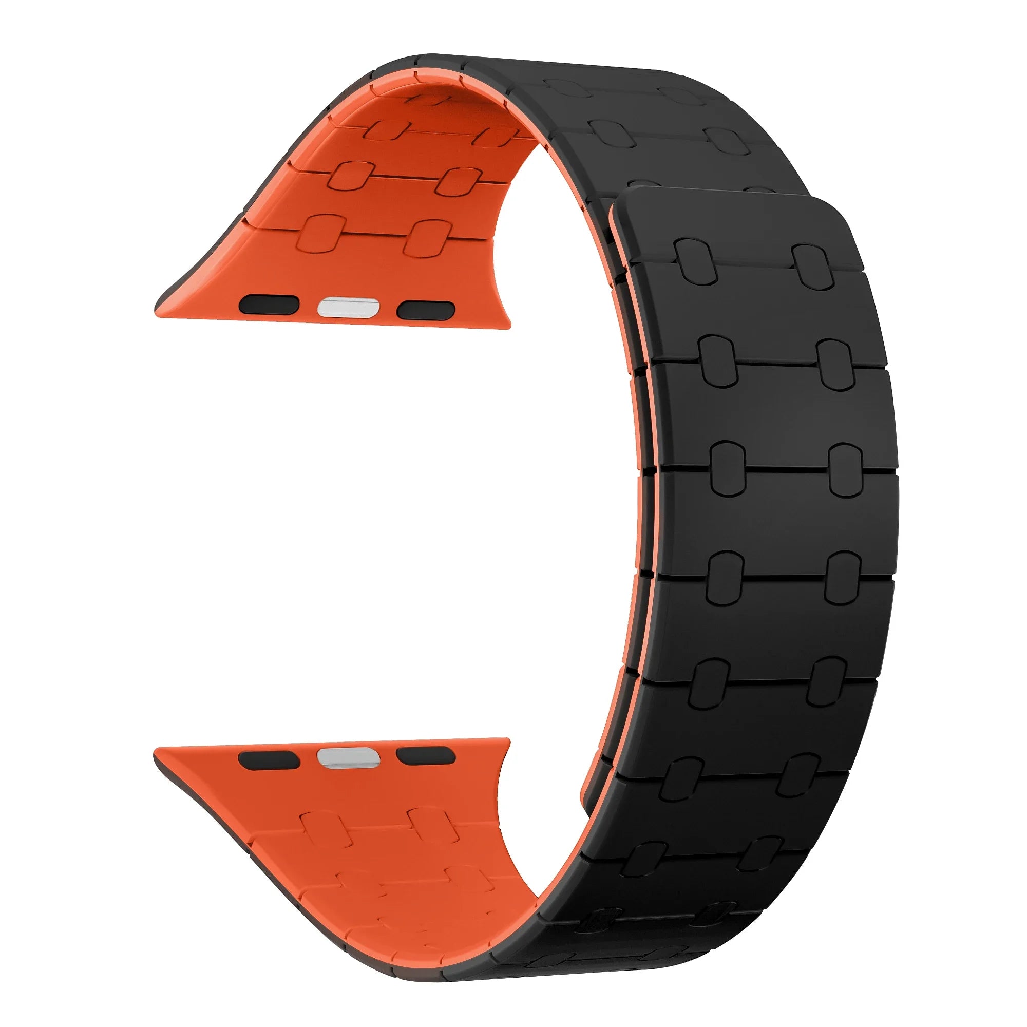 Magnetic Silicone Loop Bracelet for Apple Watch black orange - Viva Timepiece | Viva Timepiece