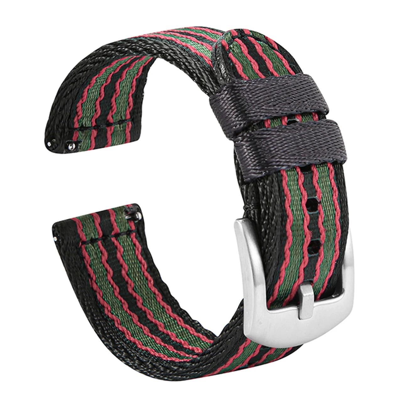 Premium Smooth Nylon Strap Quick Release Replacement Watch Bands Viva Timepiece black green red 1 22mm  - 1005004829057073-black green red 1-22mm