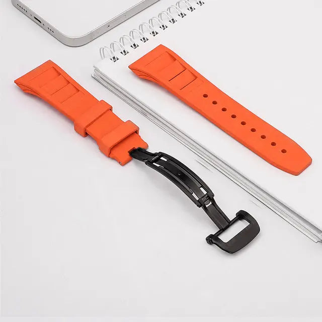 Luxury Carbon Fiber Case and Strap Mod Kit for Apple Watch Series 10 Replacement Band Orange Watch Accessories - Viva Timepiece