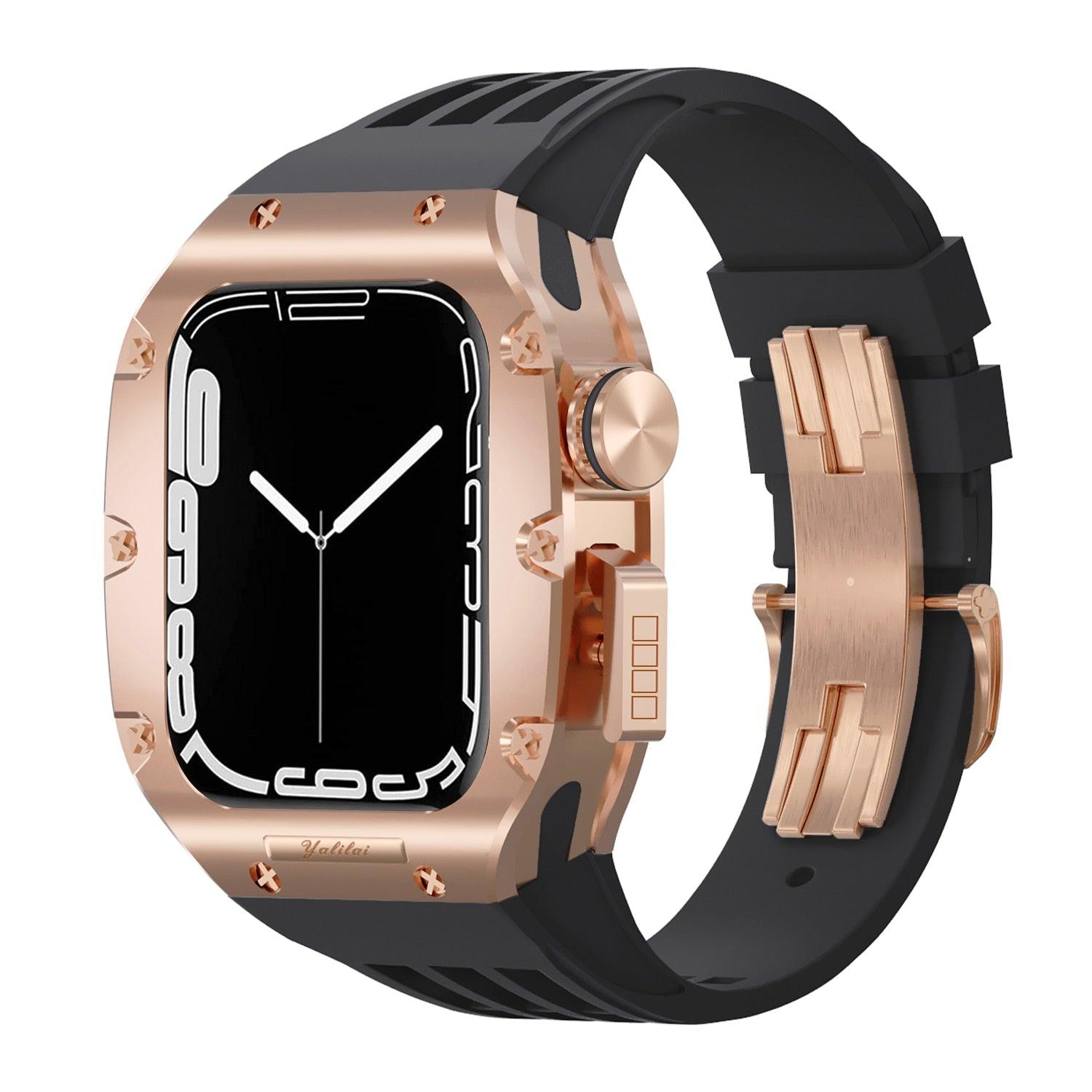 UG0459B Metal Steel Cases Kit for Apple Watch Viva Timepiece Rose Gold Black For iWatch 45mm  - 1005005939686493-RG-B-Titanium Mod Kit-For 45MM-China