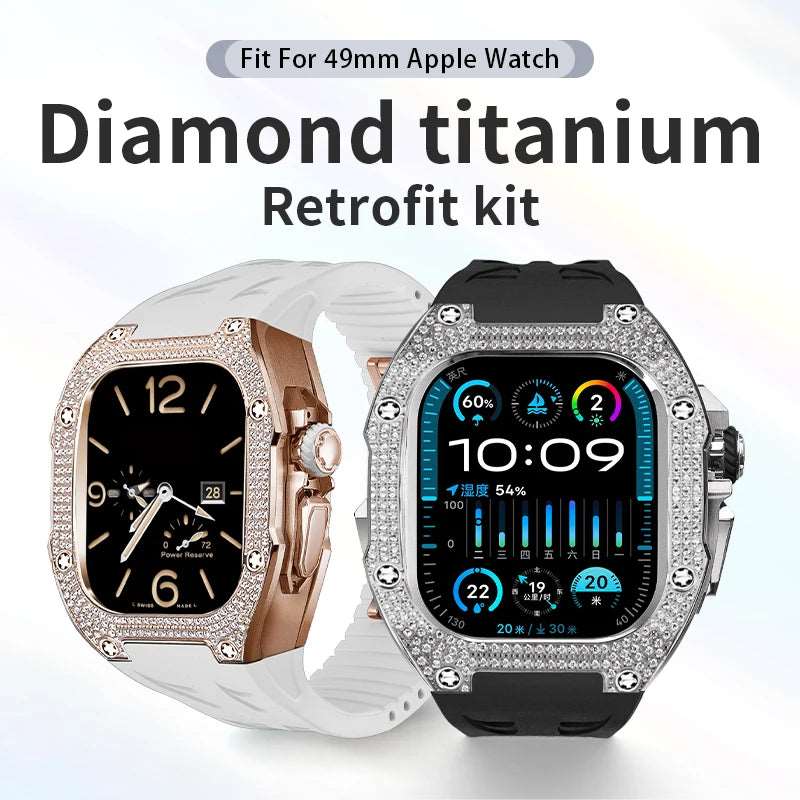 RM049Ti Diamond Titanium Mod Kit for Apple Watch Ultra 49mm - Viva Timepiece | Viva Timepiece