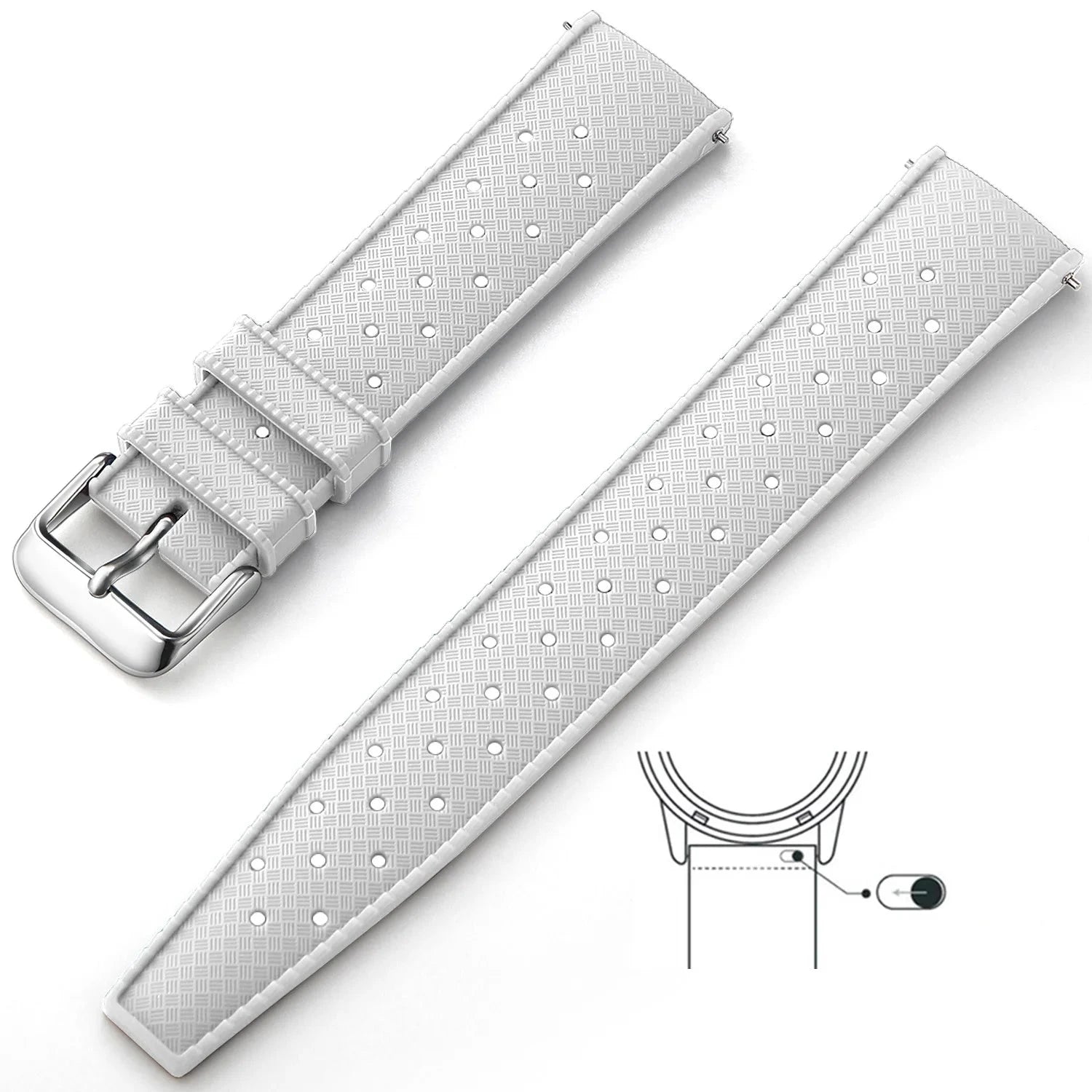 Tropical Silicone Strap Quick Release Watch Strap for Oris Seiko Citizen Viva Timepiece White Silver 22mm  - 1005004596402654-White Silver-22mm