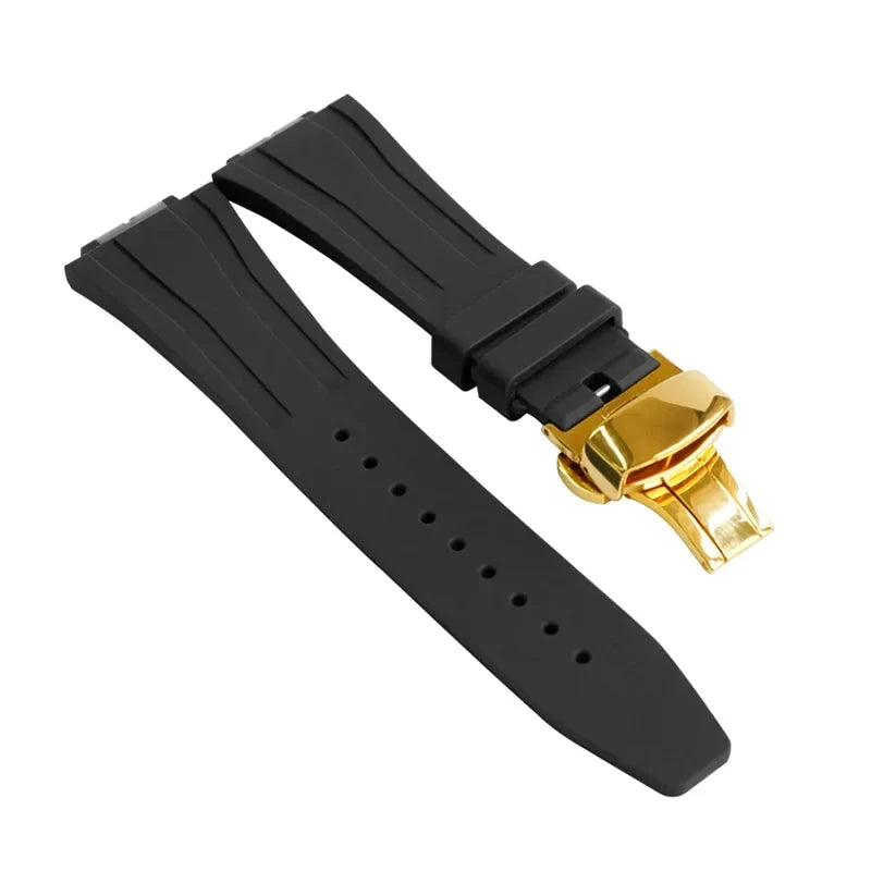 Replacement Fluorine Rubber Strap Butterfly Clasp for Casio G-Shock GA-2100 GM-2100 GA-2110 GM-5600 Viva Timepiece Black-Gold-Butterfly Clasp GA-2100  - 1005005656984317-Black-Gold-02-GA-2100-CHINA