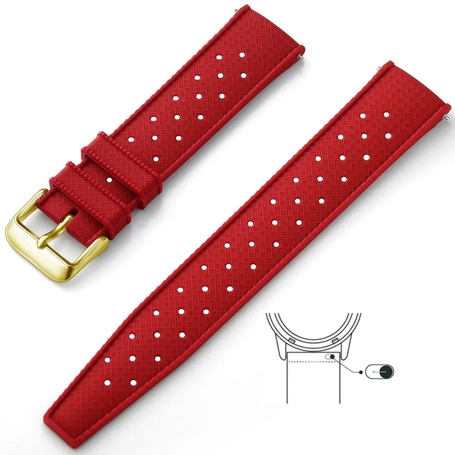 Tropical Silicone Strap Quick Release Watch Strap for Oris Seiko Citizen Viva Timepiece Red Gold 18mm  - 1005004596402654-Red Gold-18mm