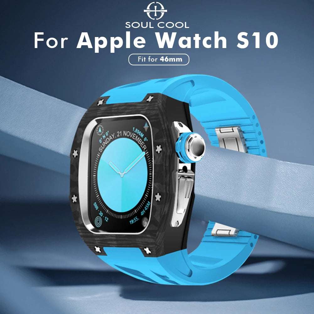 RX1046C Luxury Carbon Fiber Mod Kit For Apple Watch S10 (46mm) Watch Accessories - Viva Timepiece