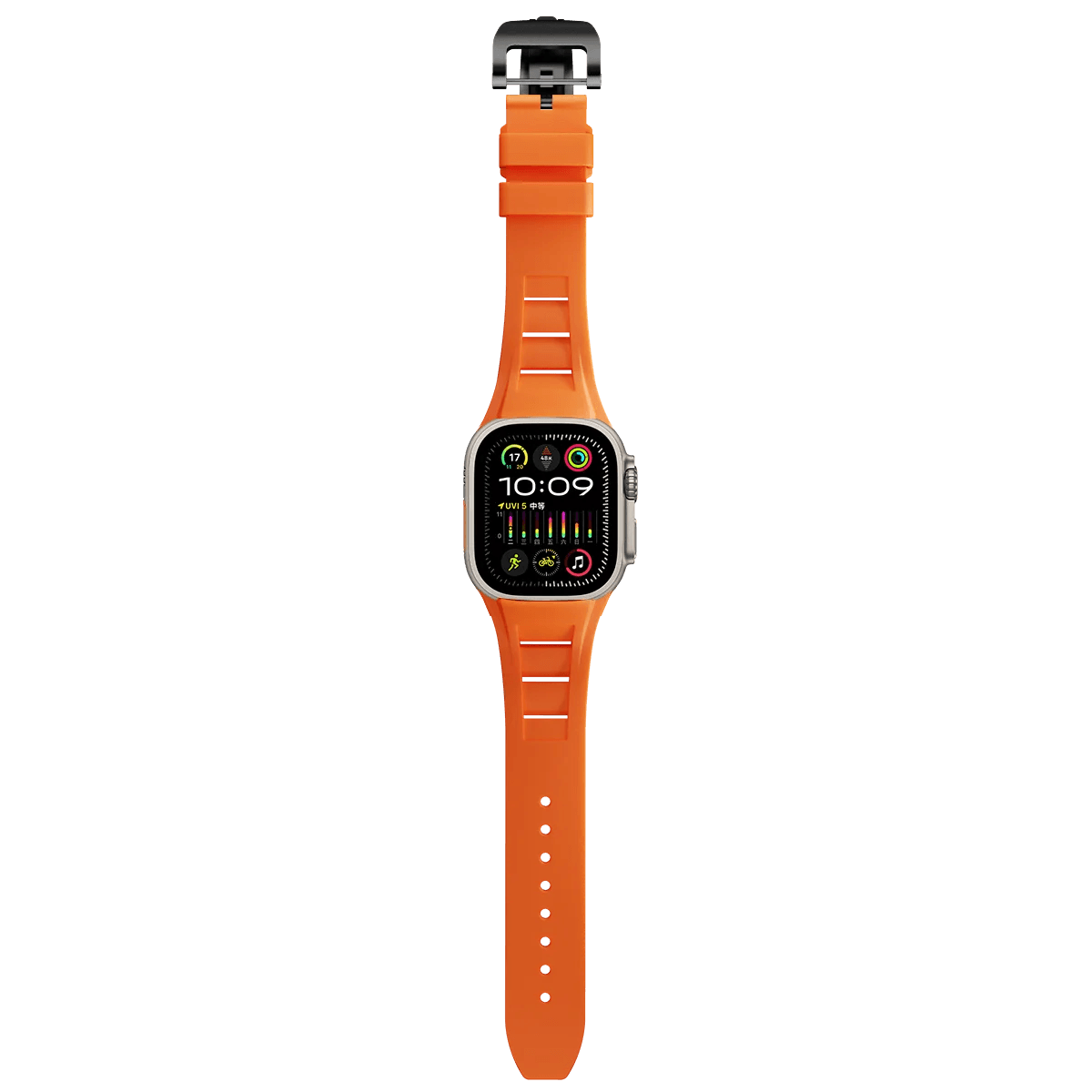 Premium Soft Silicone Strap Bands for Apple Watch Viva Timepiece Black orange Folding buckle for Apple Watch 42mm  - 1005006401289850-B-O folding buckle-for Apple Watch 42mm