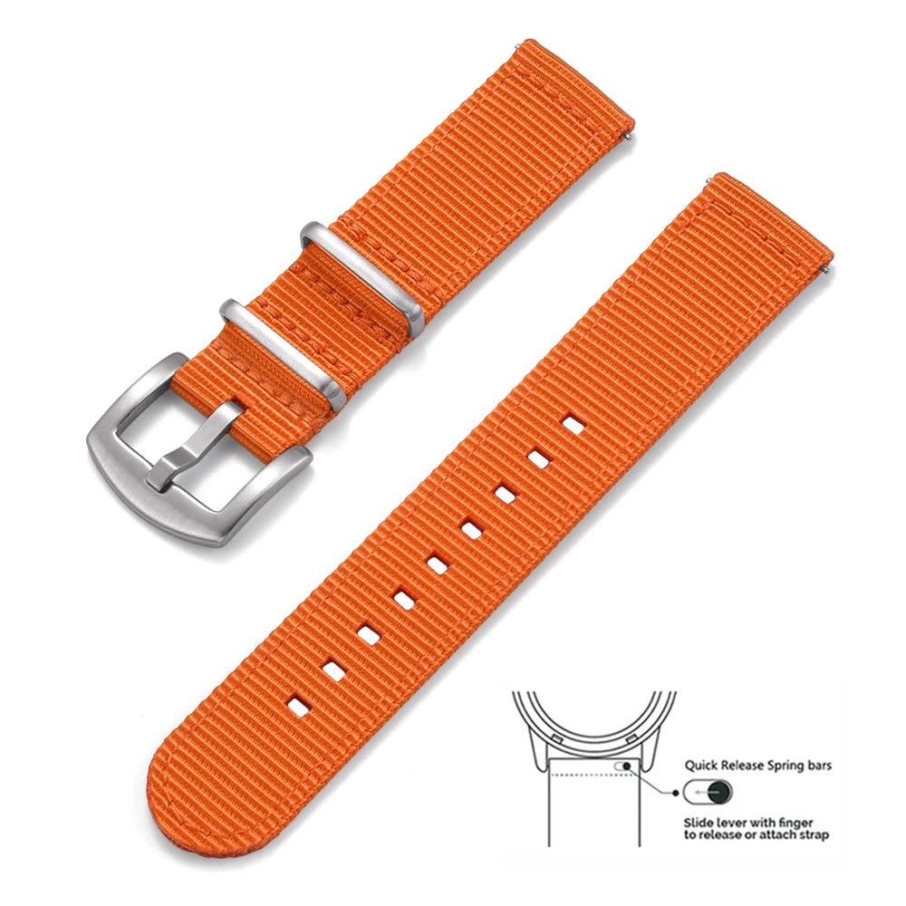 High-Quality Quick Release Nylon Replacement Watch Strap Bracelet Viva Timepiece Orange 18mm  - 1005006849833225-Orange-18mm