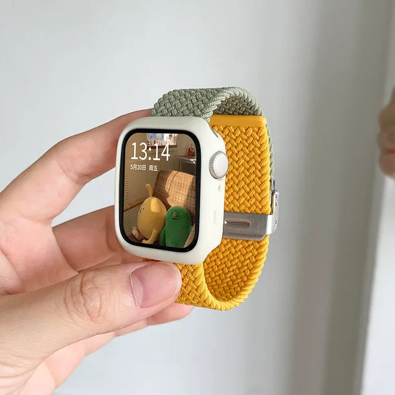 Candy Silicone Case with Nylon Correa Belt Strap For Apple Watch