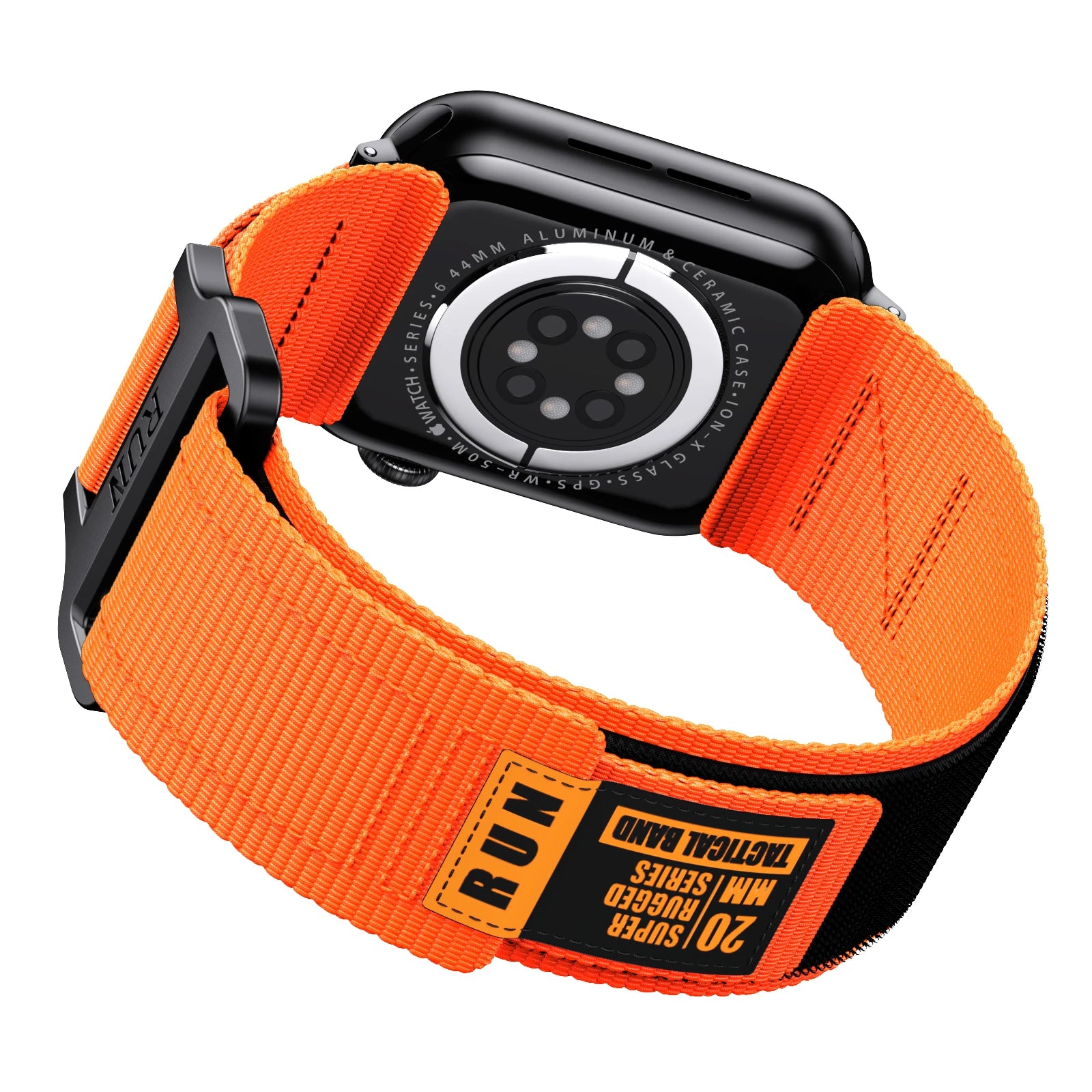 RUN Canvas Sports Strap Nylon Loop Band For Apple Watch Viva Timepiece Orange L for 42mm44mm45mm49mm  - 1005007226518905-Orange S-L 42mm44mm45mm49mm