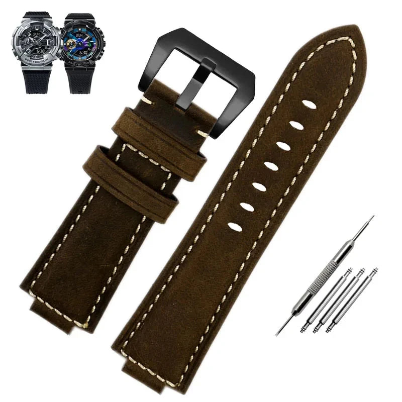 Retrofit Frosted Leather Watch Band for G-SHOCK Series Viva Timepiece brown-black 16mm  - 1005004741371153-brown-black-16mm-CHINA