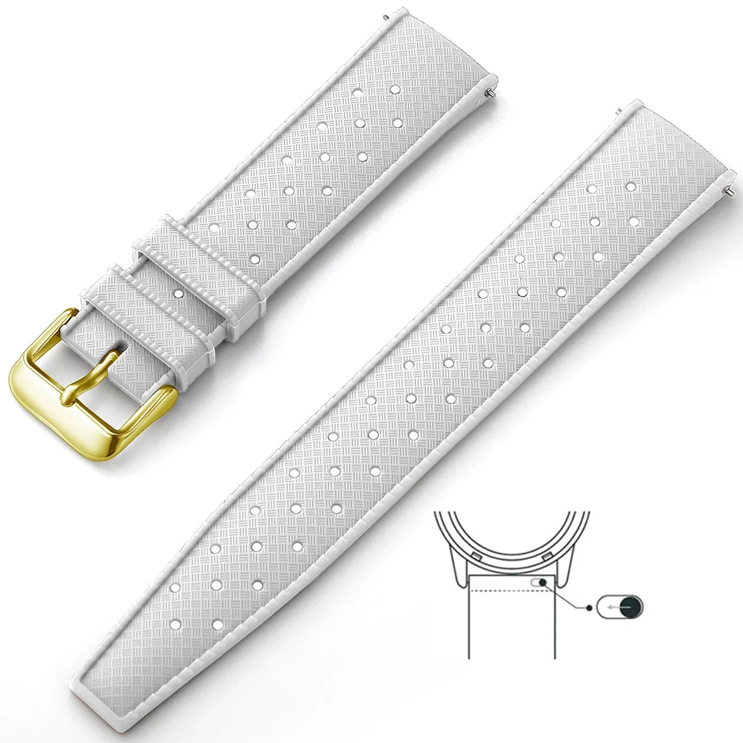 Tropical Silicone Strap Quick Release Watch Strap for Oris Seiko Citizen Viva Timepiece White Gold 18mm  - 1005004596402654-White Gold-18mm