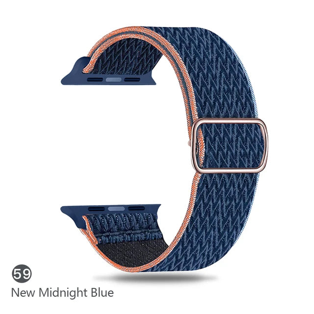 Scrunchie Adjustable Elastic Nylon Apple Watch Bands For All Series midnight blue W - VivaStraps | Viva Timepiece