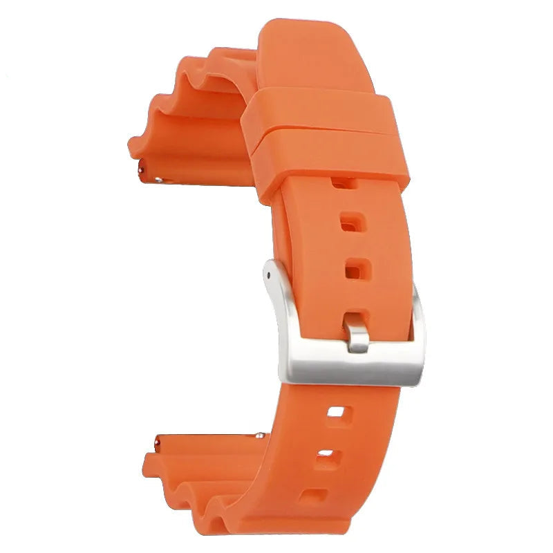 VivaStraps 20mm 22mm Silicone Watch Band – Quick Release Sport Strap for Seiko, Citizen, and Diving Watches Orange silver - VivaStraps | Viva Timepiece