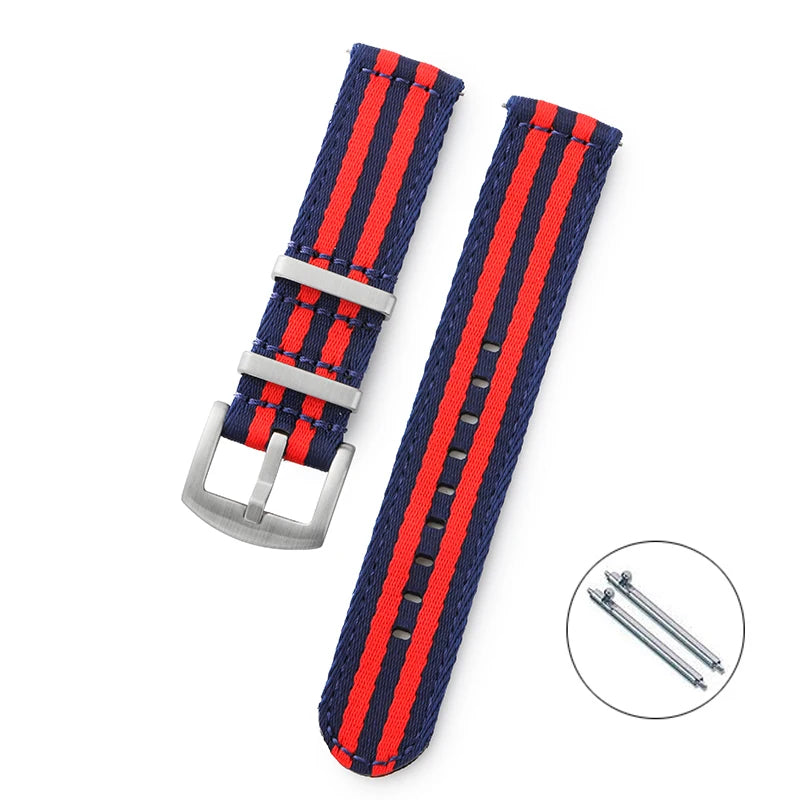 Premium Smooth Soft Canvas Sport Universal Replacement Band Viva Timepiece A19.Blue Red 20mm  - 1005004841277984-A19.Blue Red-20mm