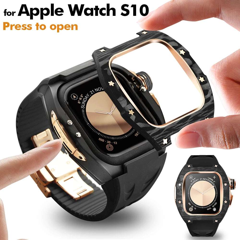 RX1046C Luxury Carbon Fiber Mod Kit For Apple Watch S10 (46mm) - Viva Timepiece | Viva Timepiece