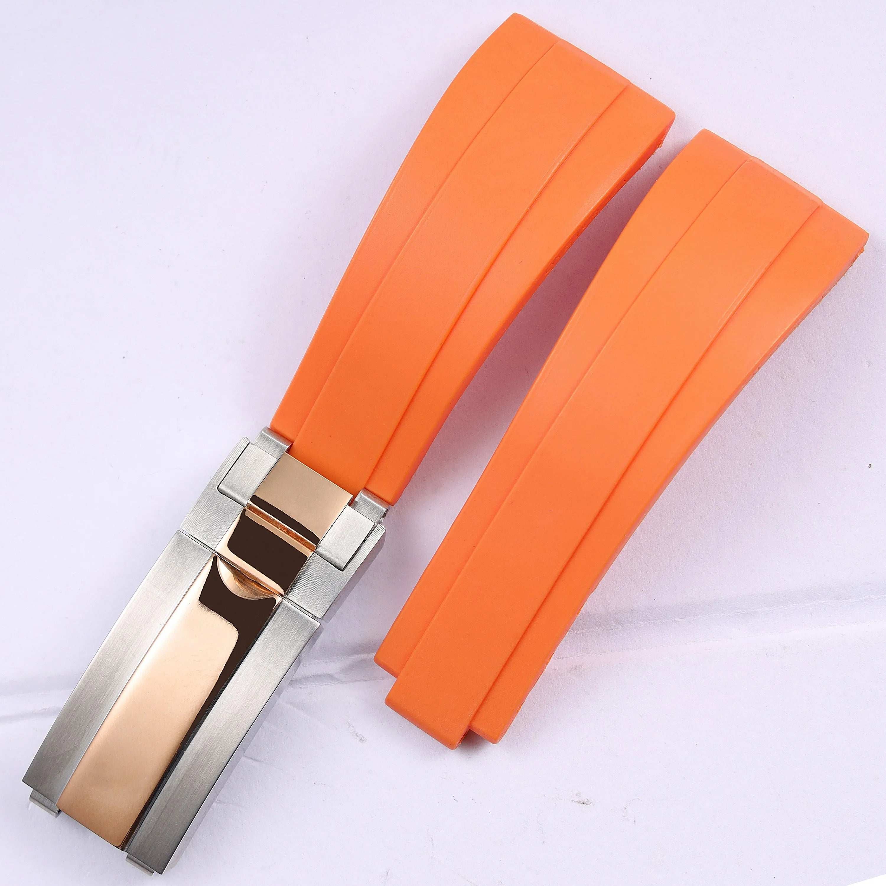 VivaStraps 20mm Glide Lock Micro-Adjust Rubber Watchband mid rosegold clasp 1 strap and clasp 20mm - VivaStraps | Viva Timepiece