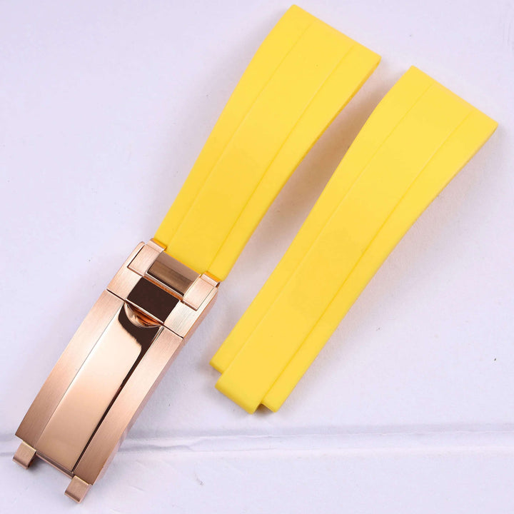 VivaStraps 21mm Glide Lock Micro-Adjust Rubber Watchband rosegold clasp 3 strap and clasp 21mm Watch Accessories - VivaStraps