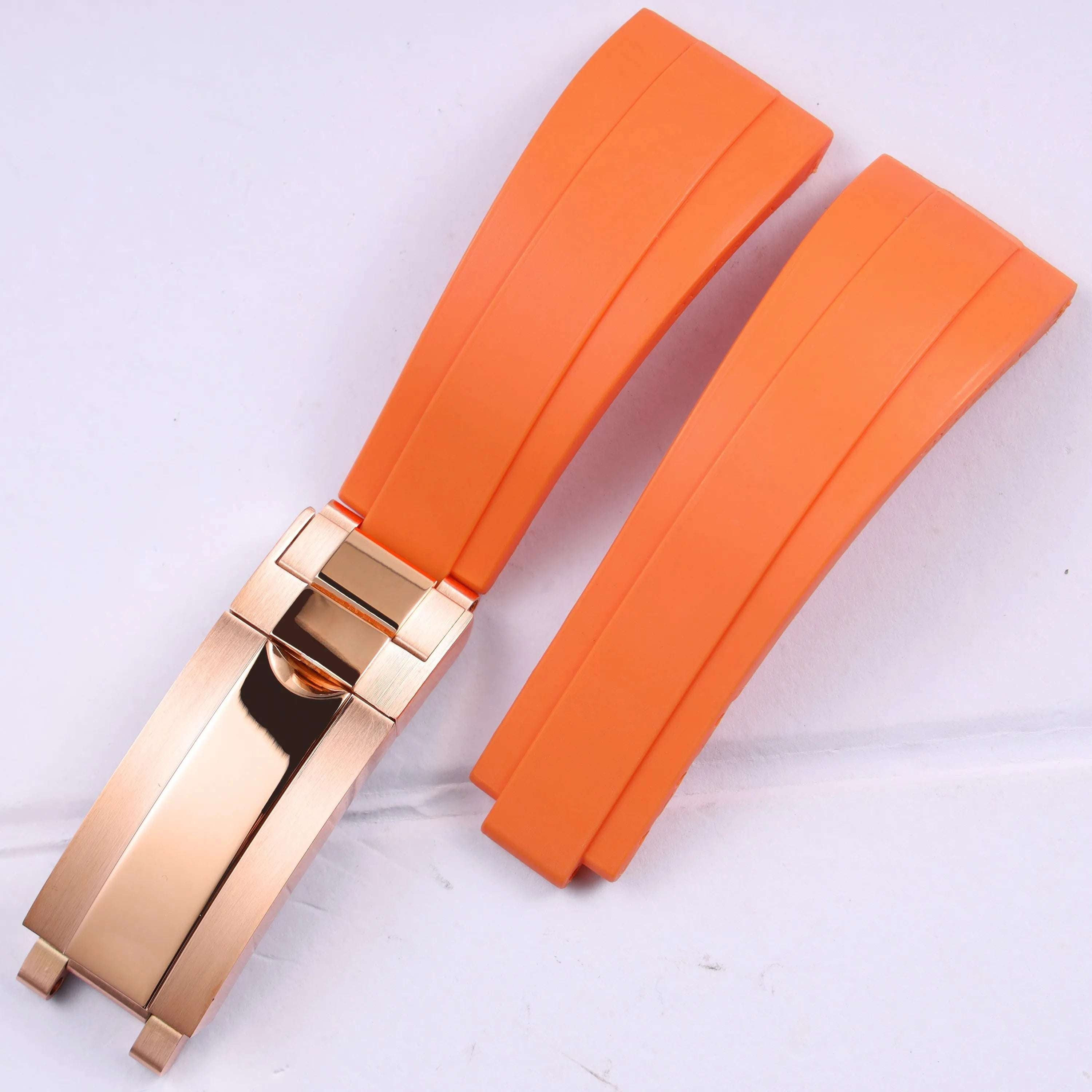 VivaStraps 20mm Glide Lock Micro-Adjust Rubber Watchband rosegold clasp 5 strap and clasp 20mm - VivaStraps | Viva Timepiece