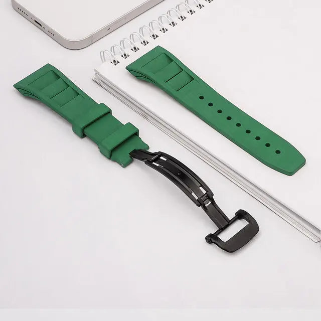 Luxury Carbon Fiber Case and Strap Mod Kit for Apple Watch Series 10 Replacement Band Green Watch Accessories - Viva Timepiece