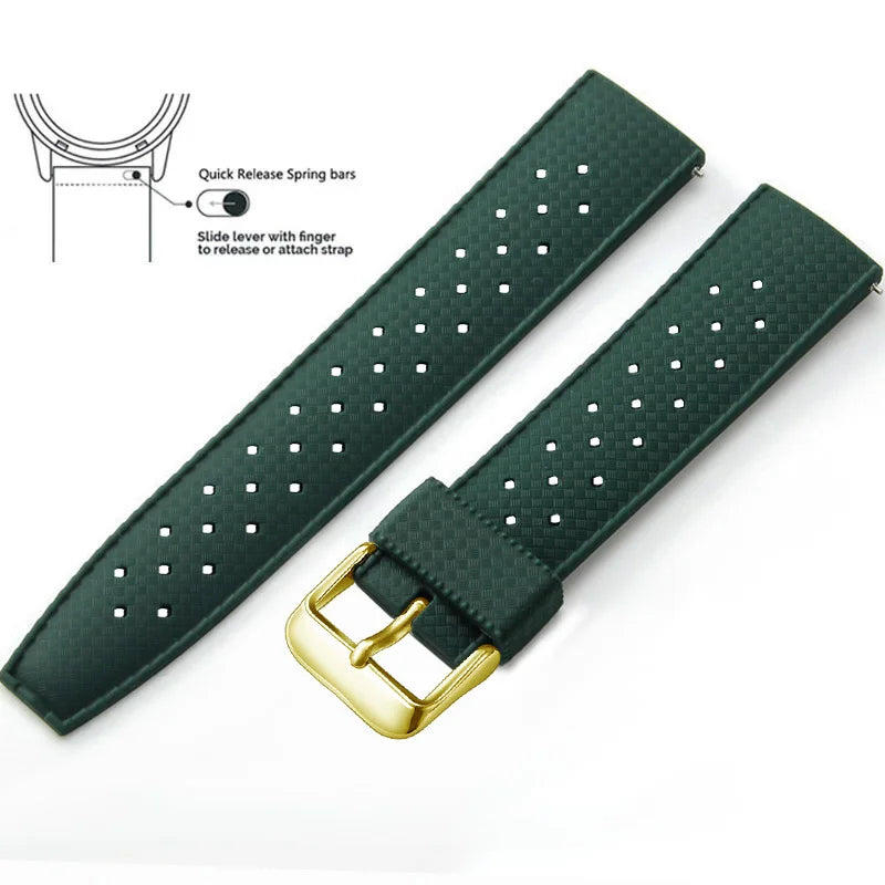 Tropical Silicone Strap Quick Release Watch Strap for Oris Seiko Citizen Viva Timepiece Army Green 3 22mm  - 1005004596402654-Army Green 3-22mm