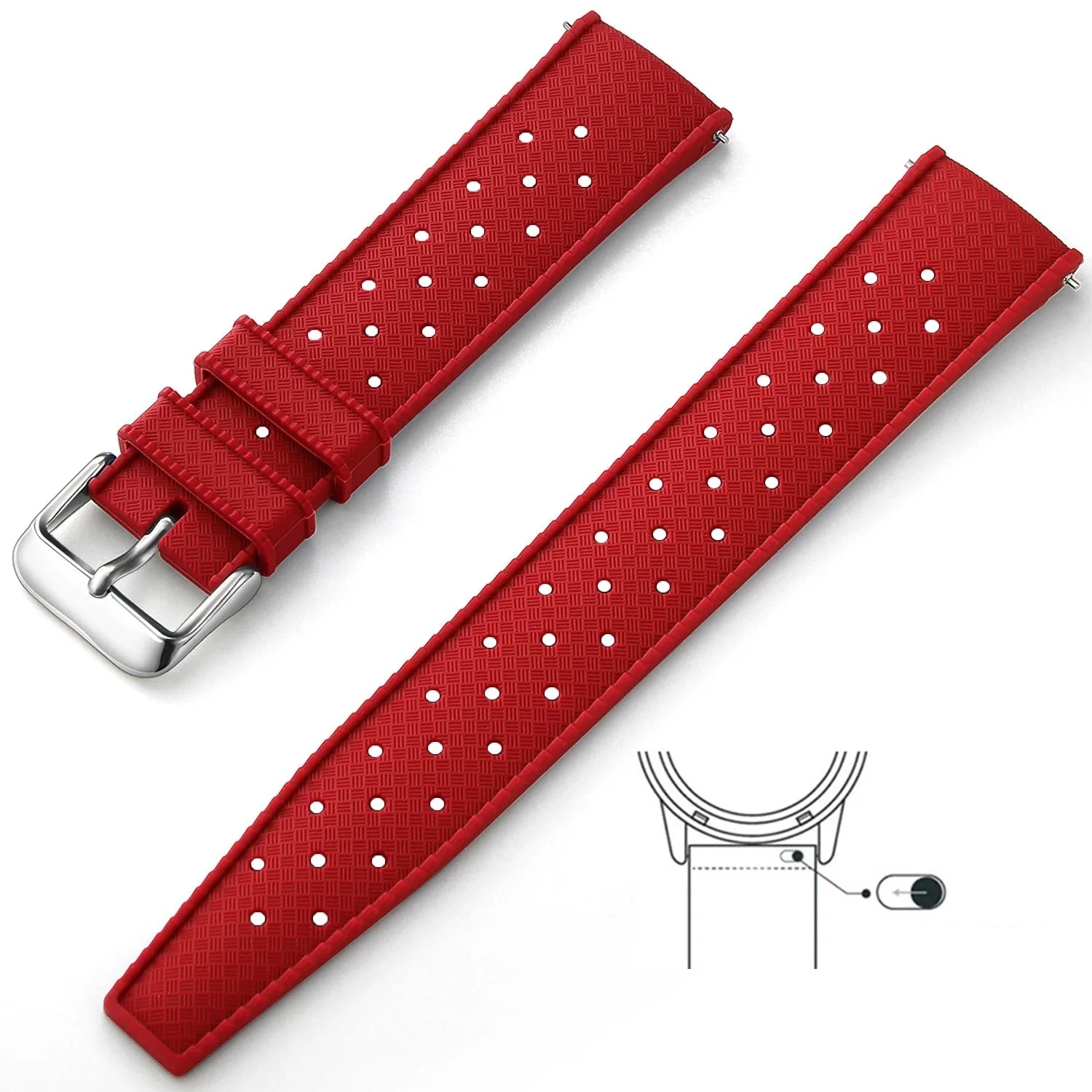 Tropical Silicone Strap Quick Release Watch Strap for Oris Seiko Citizen Viva Timepiece Red Silver 18mm  - 1005004596402654-Red Silver-18mm