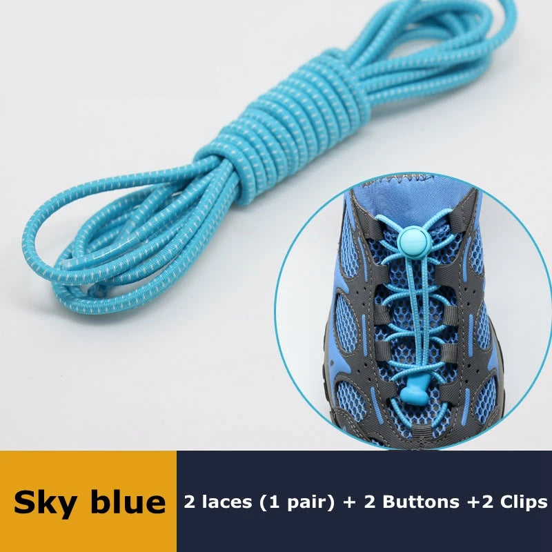 SMATLELF Quick Lace No Tie Shoelaces – 23 Colors Viva Timepiece SKY BLUE 100cm  - 33019515033-SKY BLUE-100cm-CHINA