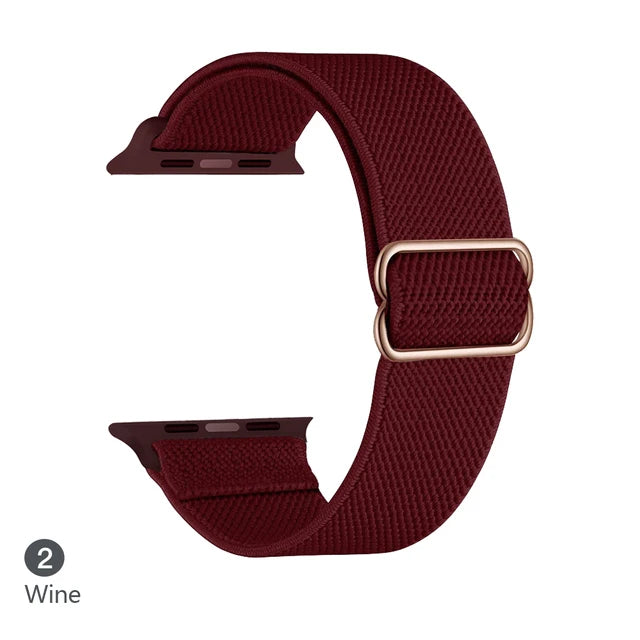 Scrunchie Adjustable Elastic Nylon Apple Watch Bands For All Series wine Watch Accessories - VivaStraps