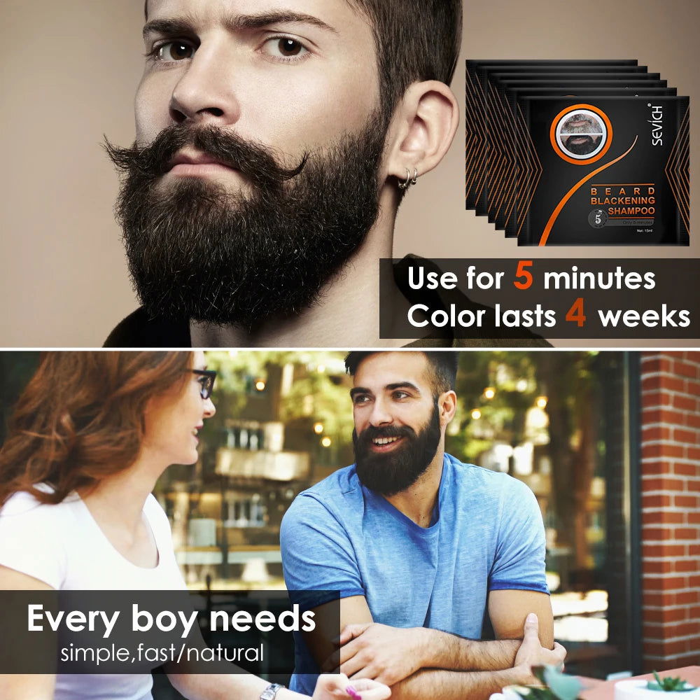 Sevich Instant Black Beard Dye Shampoo – Natural Beard Coloring for Men - Viva Timepiece -  - 