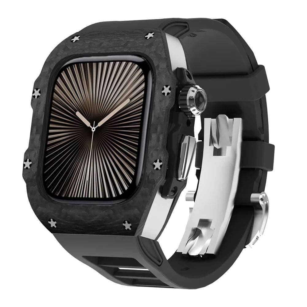 Luxury Carbon Fiber Case and Strap Mod Kit for Apple Watch Series 10 Watch Accessories - Viva Timepiece