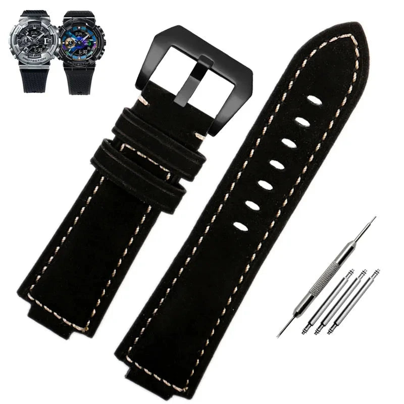 Retrofit Frosted Leather Watch Band for G-SHOCK Series Viva Timepiece black-black 16mm  - 1005004741371153-black-black-16mm-CHINA