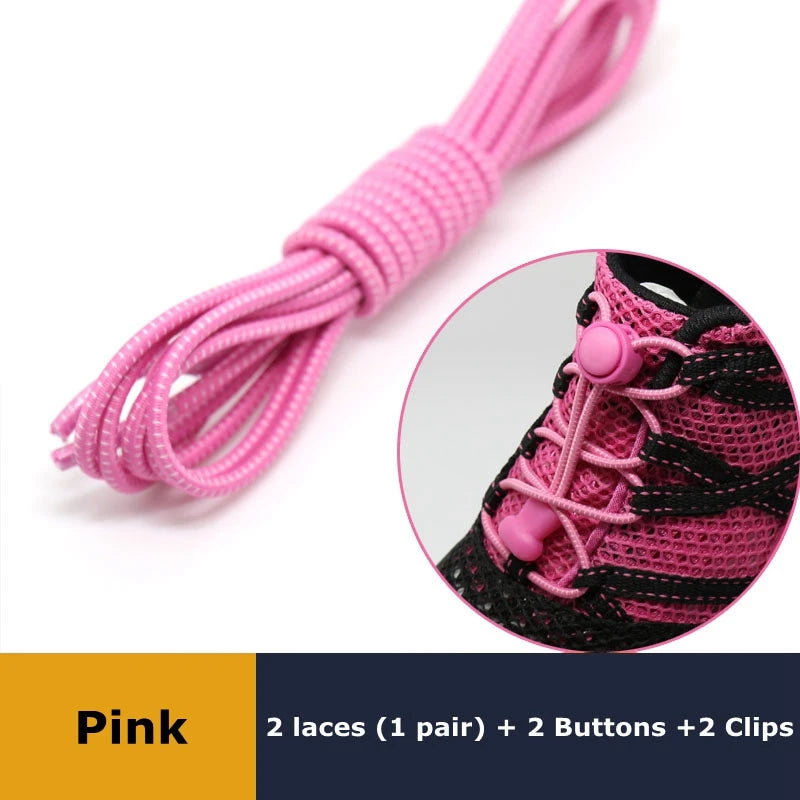 SMATLELF Quick Lace No Tie Shoelaces – 23 Colors Viva Timepiece Pink 100cm  - 33019515033-Pink-100cm-CHINA