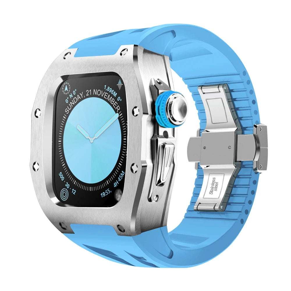 RM-7013SS Luxury Stainless Steel Mod Kit For Apple Watch S10 (46mm) S Blue Strap Series 10 46mm - Viva Timepiece | Viva Timepiece