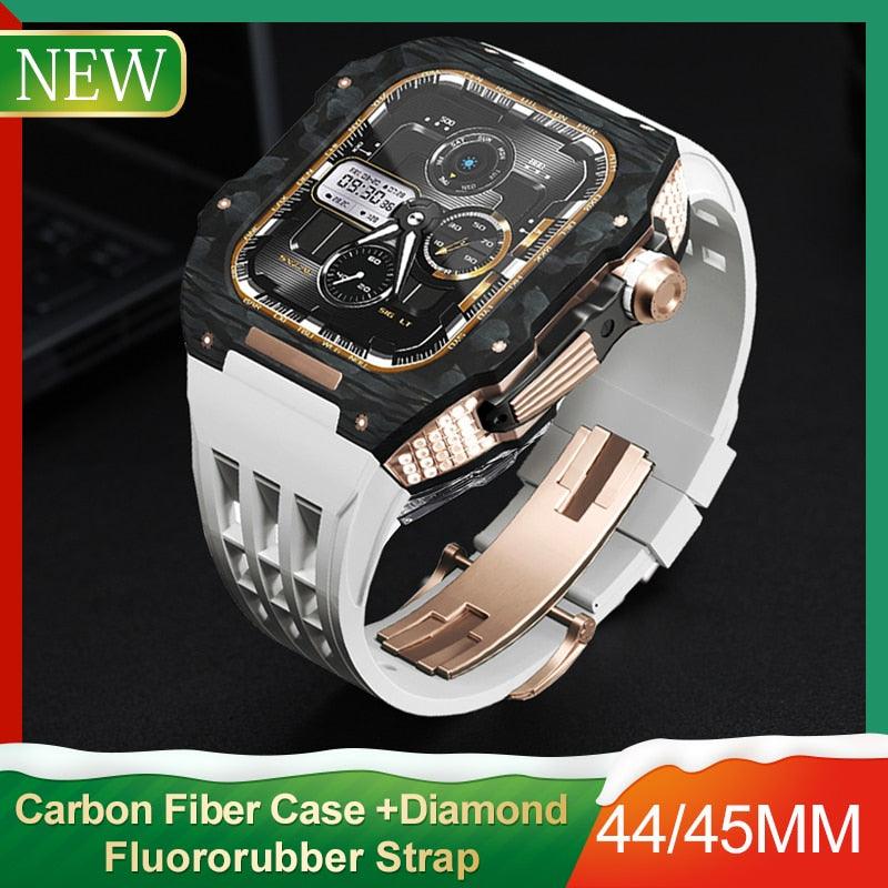 UC4559B Luxury Carbon Fiber CZ Cases for Apple Watch - Viva Timepiece -  - 