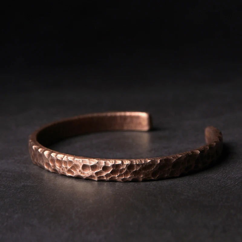 Vintage Rustic Hammered Solid Copper Handmade Bracelet - Viva Timepiece -  - 