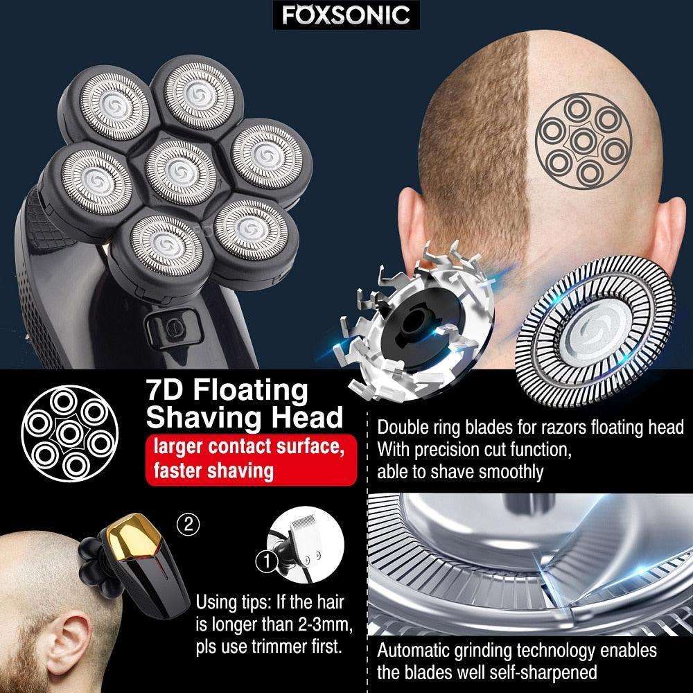 WAHFOX 7D Floating Head Waterproof Electric Razor Shaving and Grooming - WAHFOX