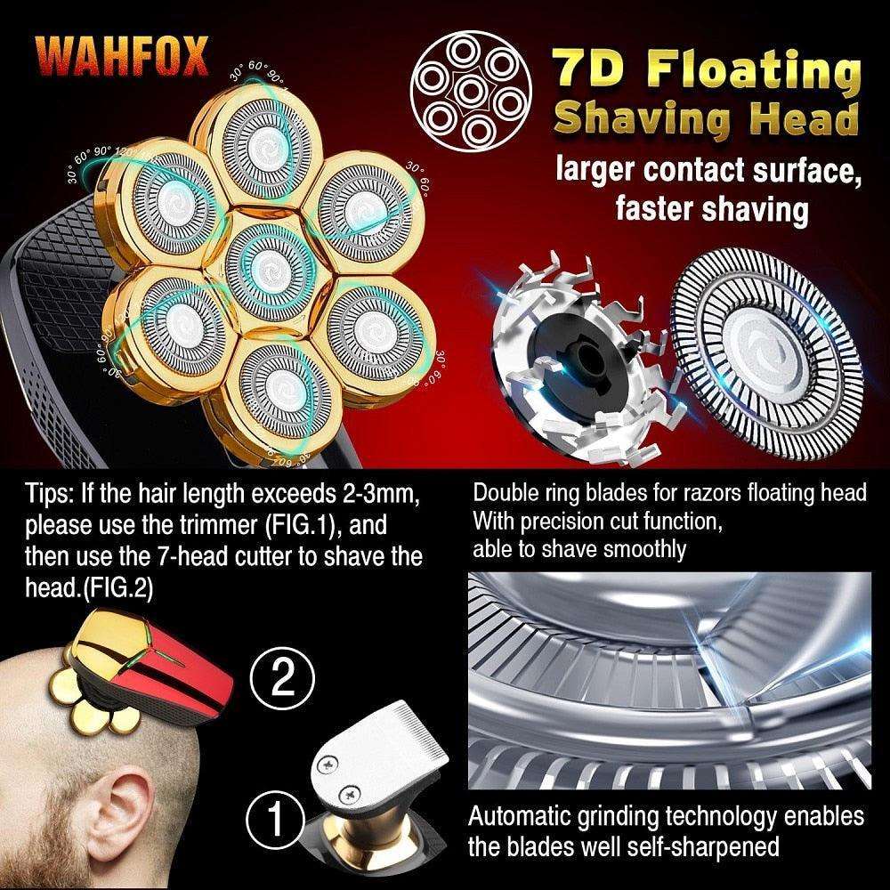 WAHFOX 7D Floating Head Waterproof Electric Razor Shaving and Grooming - WAHFOX