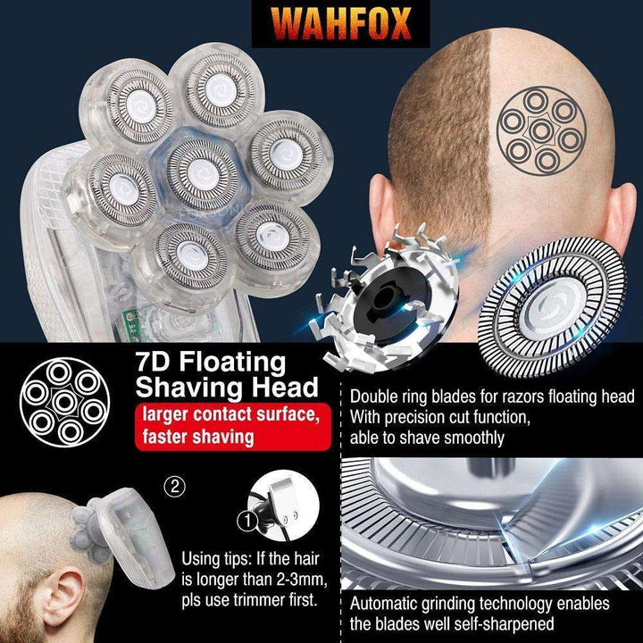 WAHFOX 7D Floating Head Waterproof Electric Razor Shaving and Grooming - WAHFOX