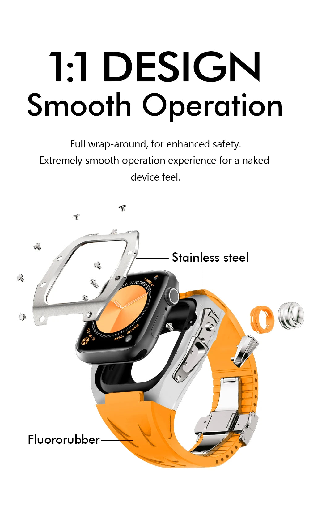 RM-7013SS Luxury Stainless Steel Mod Kit For Apple Watch S10 (46mm) Watch Accessories - Viva Timepiece