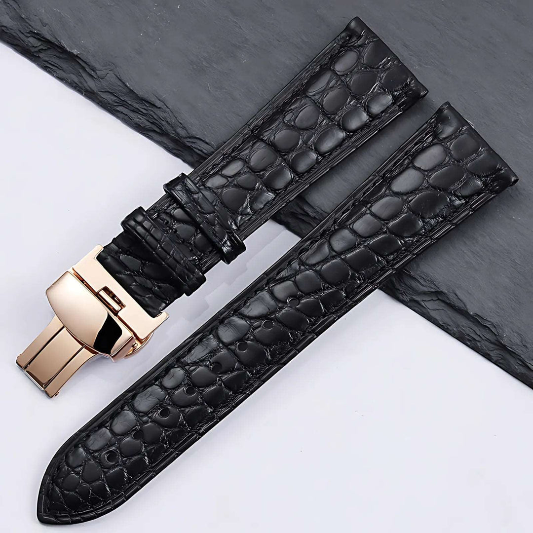 Crocodile Leather Quick Release Universal Replacement Watch Band black rose gold Watch Accessories - VivaStraps