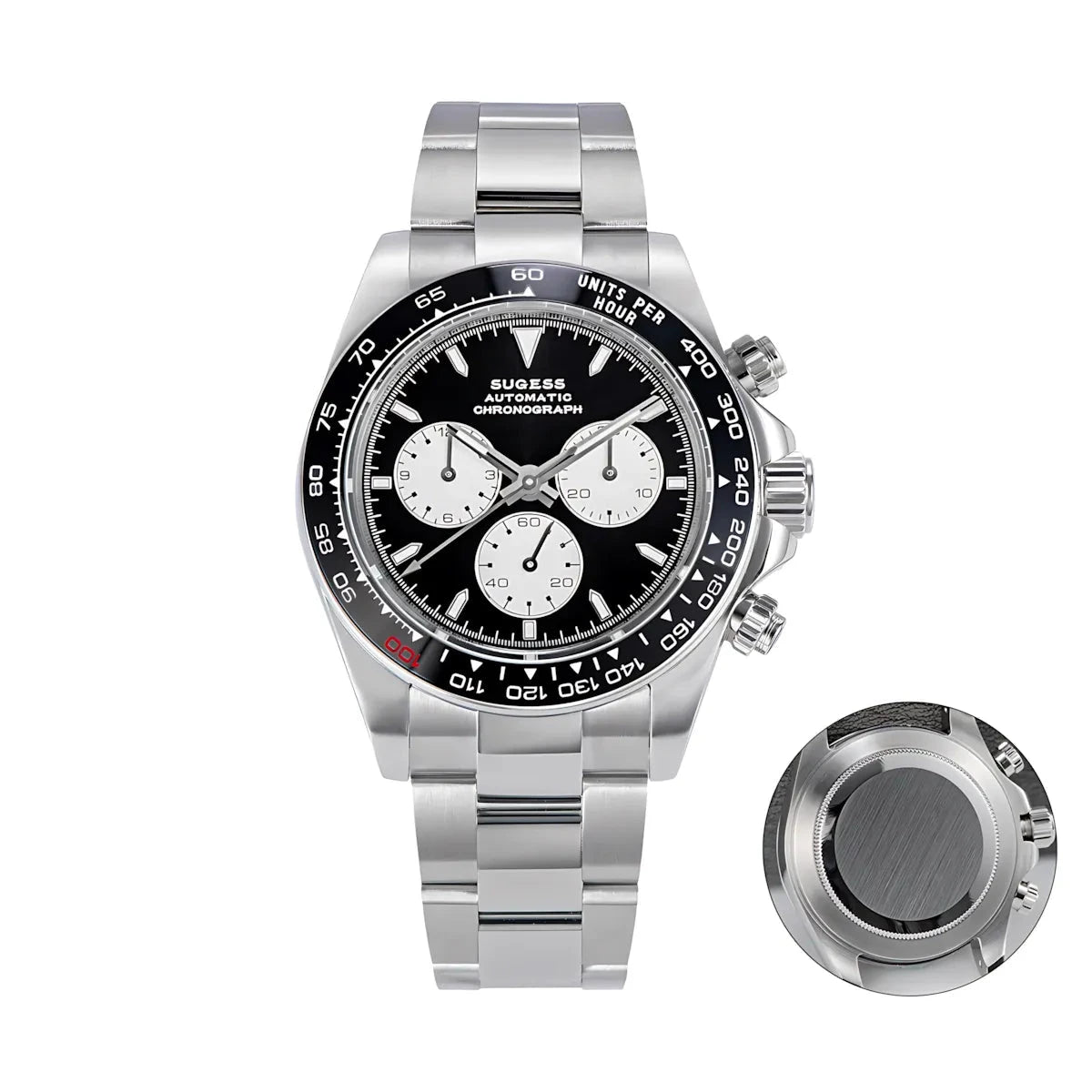 Sugess 39 Daytona Chronograph Ceramic Bezel Premium Homage Watches BlackXWhiteEyes SS S418-2 Watches - Sugess