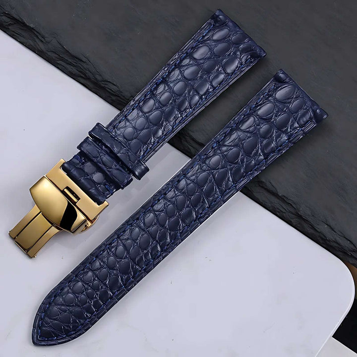 Crocodile Leather Quick Release Universal Replacement Watch Band blue gold Watch Accessories - VivaStraps