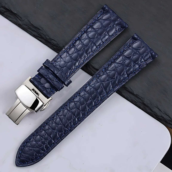 Crocodile Leather Quick Release Universal Replacement Watch Band blue silver Watch Accessories - VivaStraps