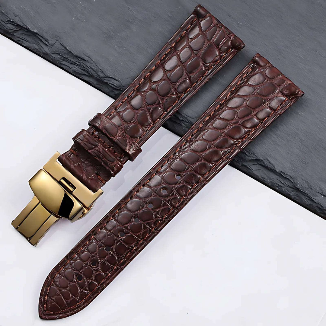 Crocodile Leather Quick Release Universal Replacement Watch Band brown gold Watch Accessories - VivaStraps