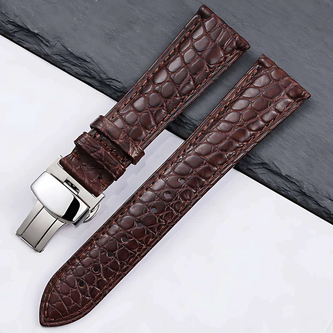 Crocodile Leather Quick Release Universal Replacement Watch Band brown silver Watch Accessories - VivaStraps