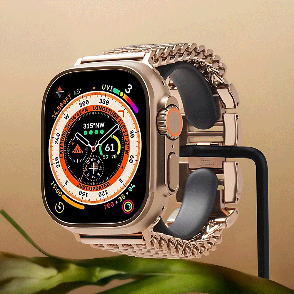 Mesh Master Men's Luxury Stainless Steel Bracelet for Apple Watch Series 10 Rose Gold for iWatch 46mm - AZMAX | Viva Timepiece