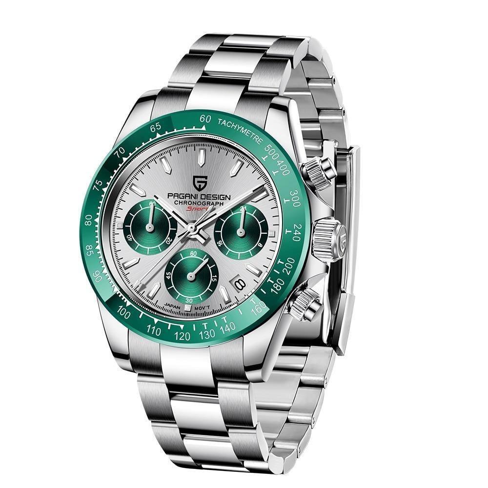 Pagani Design Daytona Homage Watches Pagani Design Silver Green Oyster   - 34006768-silver-green-china